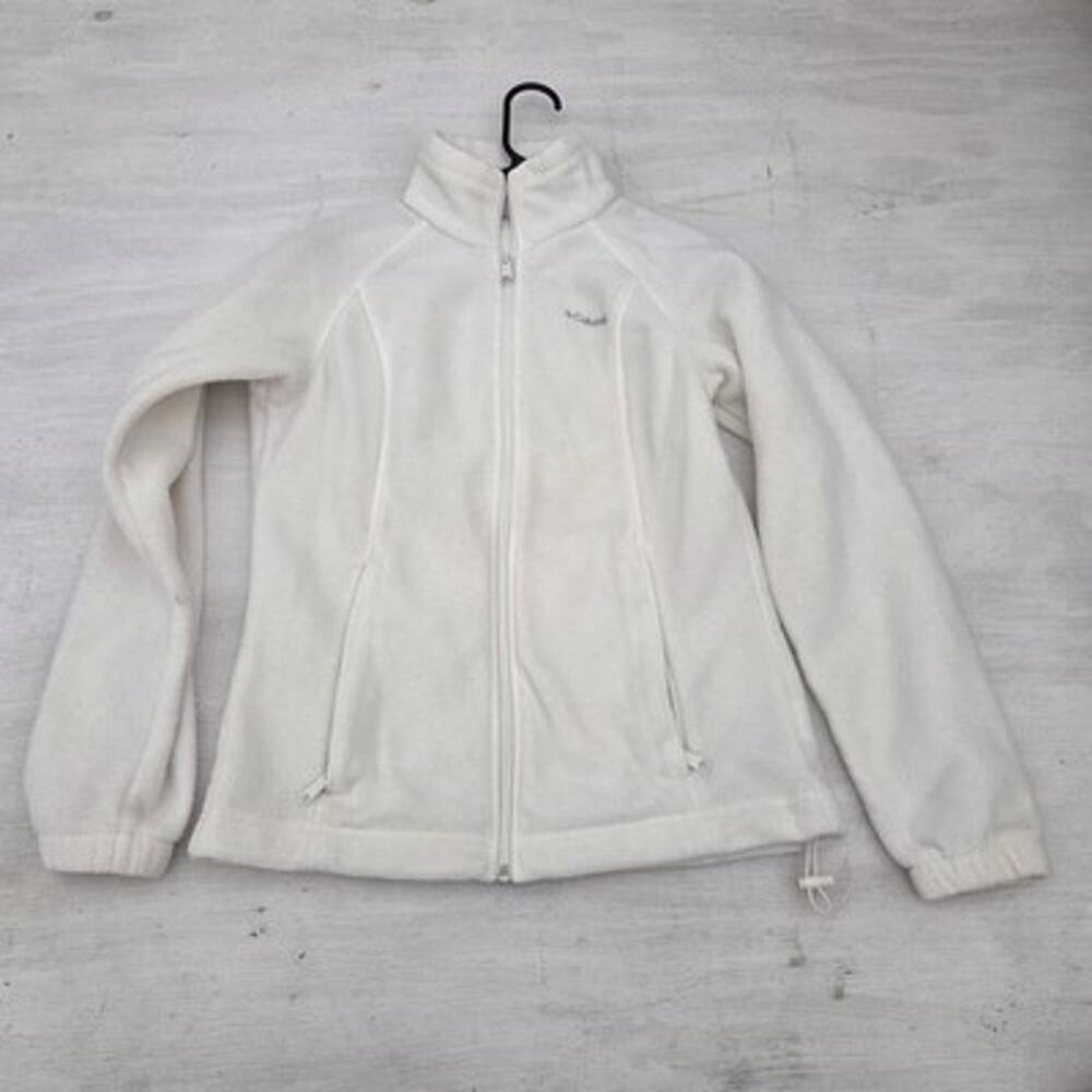 Columbia Fleece Jacket Womens Small White Full Zip Pocket Outdoors Hiking